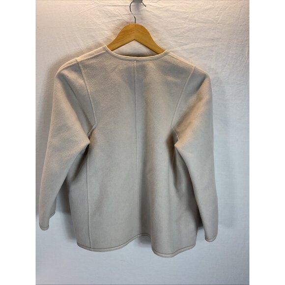 Lafayette 148 Sweater Open Front Cardigan Cashmere/ Wool Ivory Gray size SM - Picture 2 of 8